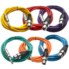 Seismic Audio SEISMIC (6) Color 1/4″ TRS XLR Female 10′ Patch Cables