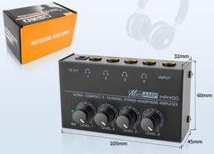 HA400 Headphone Amplifier -4 Channel Metal Stereo Audio Ultra-compact, Black