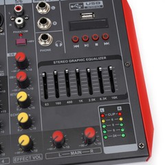 6-Channel Bluetooth Audio Mixer with Digital Effects for KTV and Home Use