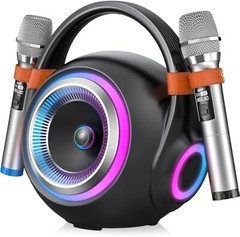 Portable Karaoke Machine, Bluetooth Speaker with 2 Wireless Microphones
