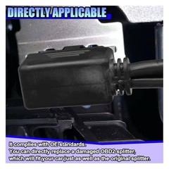 ZIMISI Right Angle OBD2 Splitter, 16 Pin 1 Male to 2 Female OBD2 Black