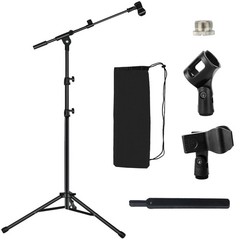 Tripod Mic Stand Floor Boom Arm for Blue Yeti Q2U K6 AM8, Floor Microphone St…
