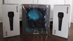 TASCAM TM-82 Dynamic Microphone (2) & TH-02 Studio Headphones