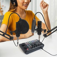 F998 Max Sound Card+BM800 Condenser Microphone Pro Audio Mixer Podcast Equipment