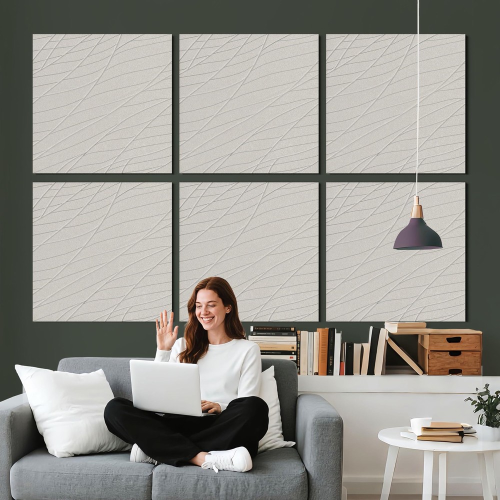 Minimalist Line Acoustic 70.8 X 47.2 Inches, Velvet Stream – Light Greige