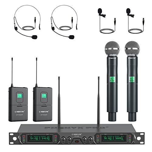 Wireless Microphone System 4channel Uhf Wireless Mic Set With Handheld/bodypack/