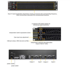 QST Graphic Equalizer 31-Band Stereo EQ for Home Audio Dual Channel Professional