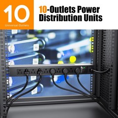 10 Outlet Rack Mount Power Strips with Individual Switch,1U Rack Mount PDU Po…