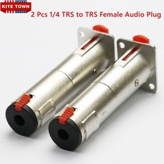 2x 1/4 TRS to TRS Female Audio Feed Thru connector Adapter for D panel mounting