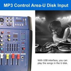 2000W Pro 12 Channel Mixer w/Power Amplifier Bluetooth Sound Package Powertable