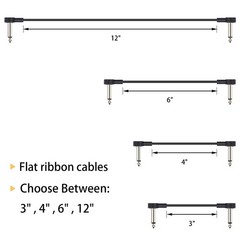 GOGHOST 4 Inch Guitar Patch Cables 6 Pack, 1/4″ TS Right Angle 4 Inch, Black
