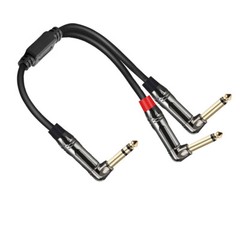 1/4 TRS Right Angle to (2)1/4 TS Right Angle Stereo to Mono Splitter Y Cable