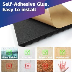 18~90 Pack Acoustic Panels with Self-Adhesive 12″ X 12″ X 0.4″ Sound Proof Foam