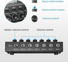 6-Channel Audio Mixer with USB Connectivity & Ultra-Low Noise for Professionals