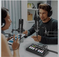 Hayner-Seek Podcast Equipment Bundle for 2 for Live Streaming, DJ Mixer