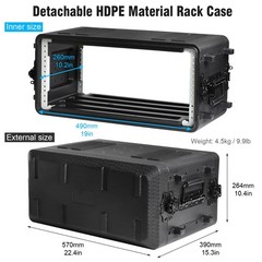 4U Rack Case Shallow 11 Depth, 19 Rackmount Flight Case, Watertight Dust-Proof,