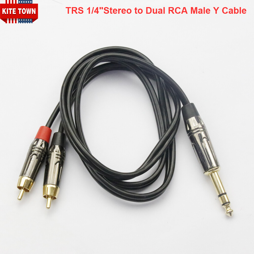 TRS 1/4″ (6.35mm) Stereo Male to Dual RCA Male Stereo Breakout Splitter Y Cable