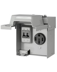 50 Amp RV Power Outlet Box with Breaker, Enclosed Lockable 50 Amp with Breaker