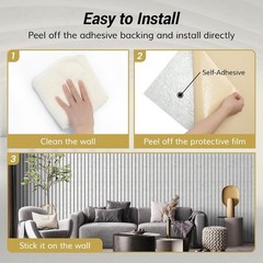 Self Adhesive Acoustic Wall Panels 4 Pack Large Soundproof Decor Gray