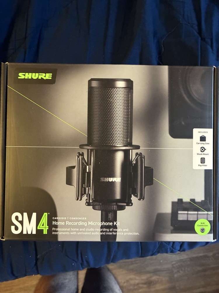 Shure SM4 Studio Recording Microphone Kit XLR Home Studio Condenser Pop Filter