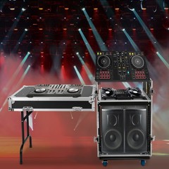 12U PA DJ Rack / Road Case Slant Mixer Top Rack with DJ Table Tops 661 lbs Load