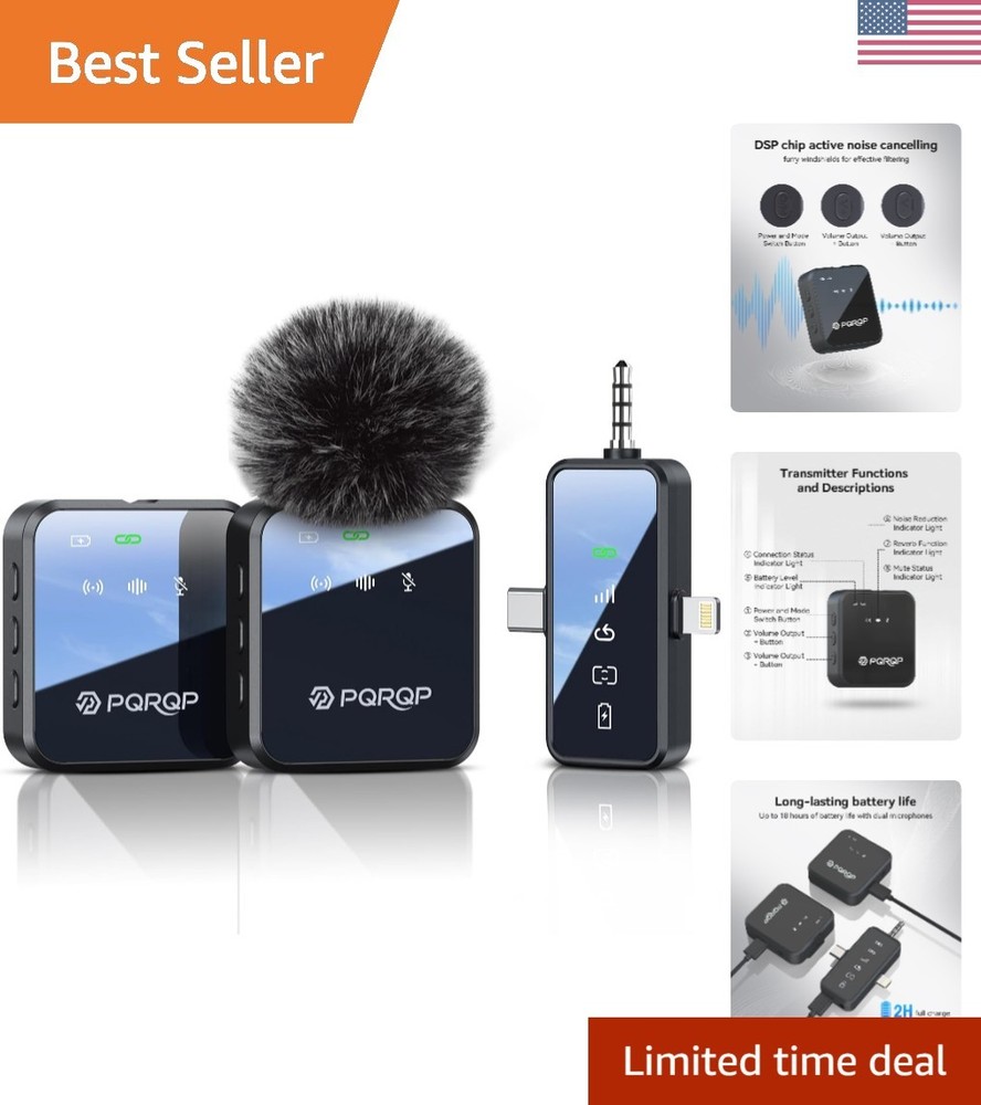 Mini 3-in-1 Lavalier Microphone – 18 Hours Battery for YouTube & TikTok Creators