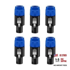 4 Pole Speakon ConnectorPcs w Twist Lock Audio Jack Male Plug Loud 6 Blue