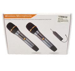 2 UHF Wireless Microphones Set w/Receiver Rechargeable ~ NEW IN BOX