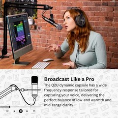 Samson Q2U USB and XLR White Microphone and Focus Pro Audio Shock Mount Bundle