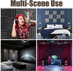High-Density 24 Pack Soundproof Foam Panels 12″x12″ for Walls & Ceilings Black
