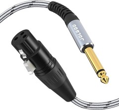 XLR Female to 1 4 6.35mm Mono TS Microphone Cable Unbalanced 6.6 Feet