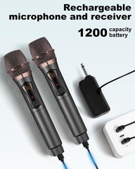 Wireless Microphones, Metal Dynamic Microphone System with Rechargeable Recei…