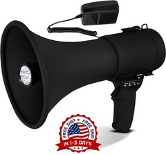 Megafono altavoz PA sirena incorporada volumen ajustable y 1200 yardas seguridad