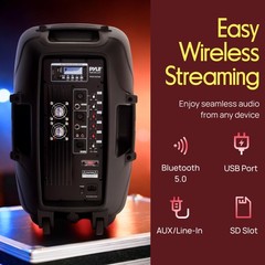 PYLE-PRO Powered Speaker Active PA- Loudspeaker Bluetooth 12-inches, Black