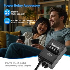 Power Relay Accessory for Expanding Switched Outlet Capacity, Detects 120V AC,