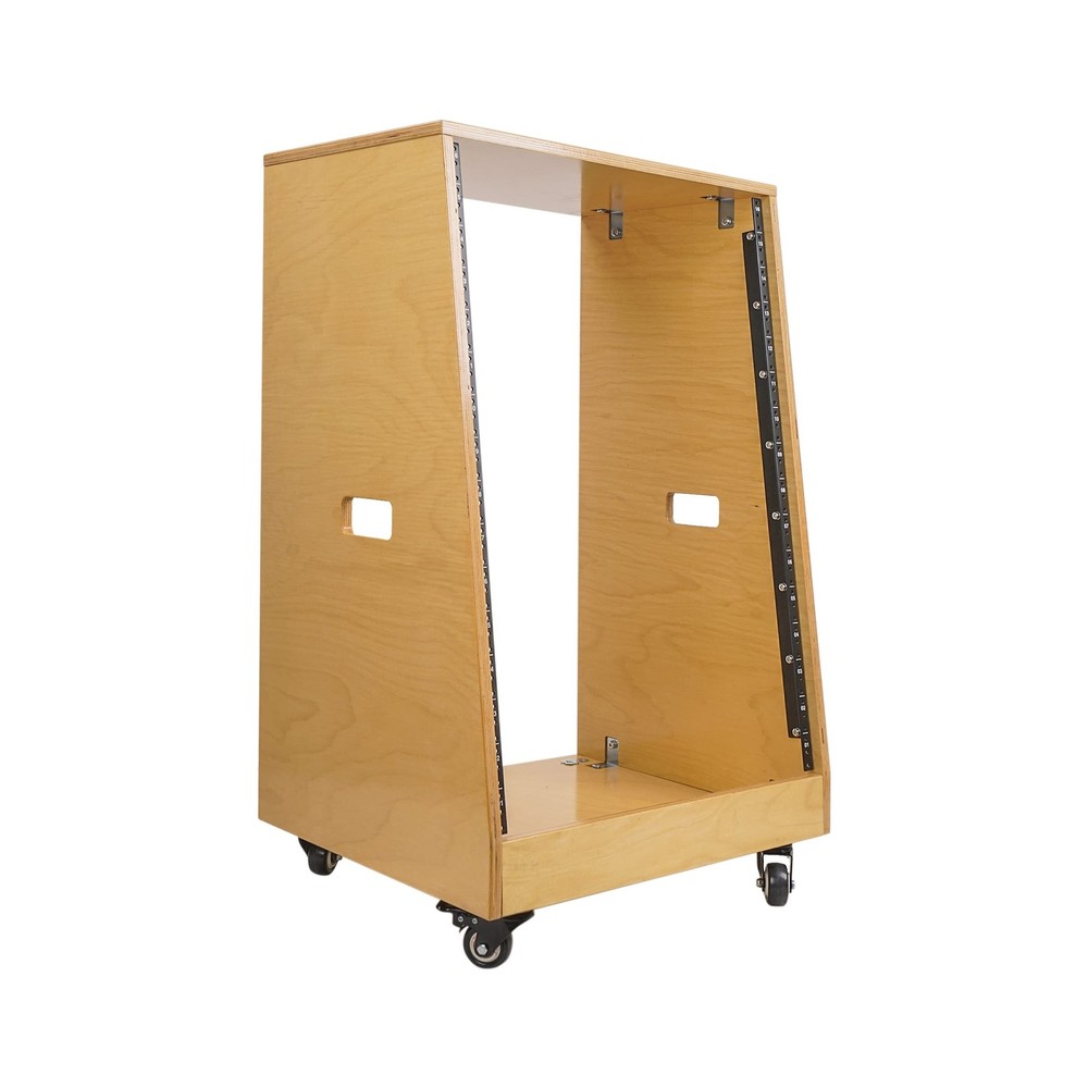 Sound Town DIY Solid Baltic Birch Plywood Slanted 16U Studio Rack, Golden Oak…