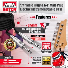 1/4” to 1/4” Male Mono Plug Cable Wire Cord Guitar Bass Instrument DJ Mixer