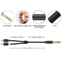Audiowave Series 9FT Tangle-Free TRS to RCA Stereo Cable – Crystal Audio Quality