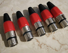 XLR 3P Connector Female Jack Microphone Speaker 3 Pin Audio Metal – LOT of 5 Red