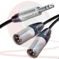 Neutrik Balanced TRS Jack Split into 2x Neutrik Male XLRs, Sommer Peacock Cable
