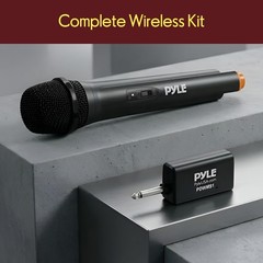 Pyle Portable VHF Wireless Microphone System – Professional One Size, Black