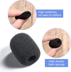 50 Mini Foam Microphone Windscreens Black Covers for Lavalier & Lapel Mics