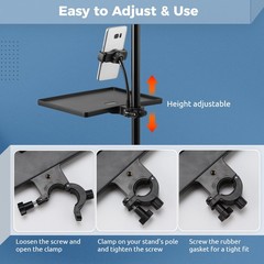 2-In-1 Microphone Stand Tray with Phone Holder, Clamp-On Mic one size, black