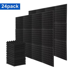 3 In. T X 1 Ft. X 1 Ft. Black Professional Pyramid Acoustic Foam Sound Absorbing