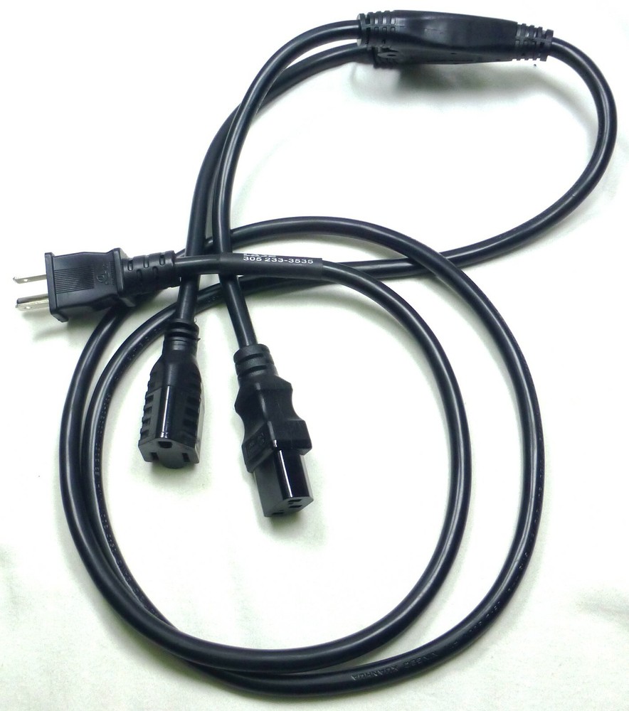 LASE 6 ft AC Power Y Splitter Cable – NEMA 5-15P to IEC320-C13 & NEMA 5-15R