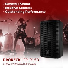 PRORECK 15″ Powered PA Speaker 1500W Bluetooth 3-Channel DSP DJ Live Loudspeaker