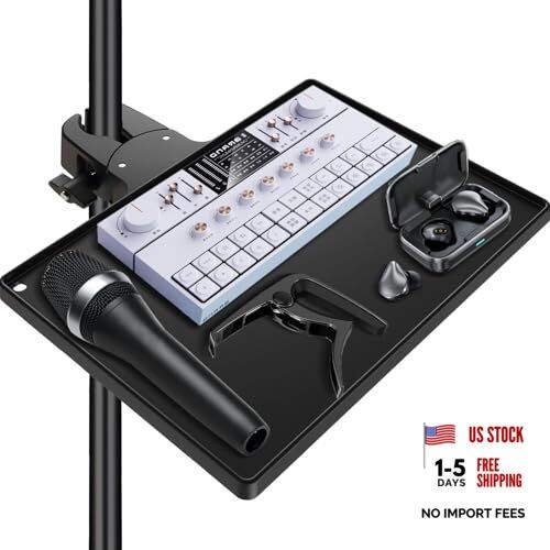 Microphone Stand with Crab Clamp, 10.6″ x 7.8″ Large Shelf Attachment Tray
