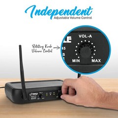 Pyle Dual Channel Wireless Microphone System – VHF Fixed Dual Frequency Wirel…