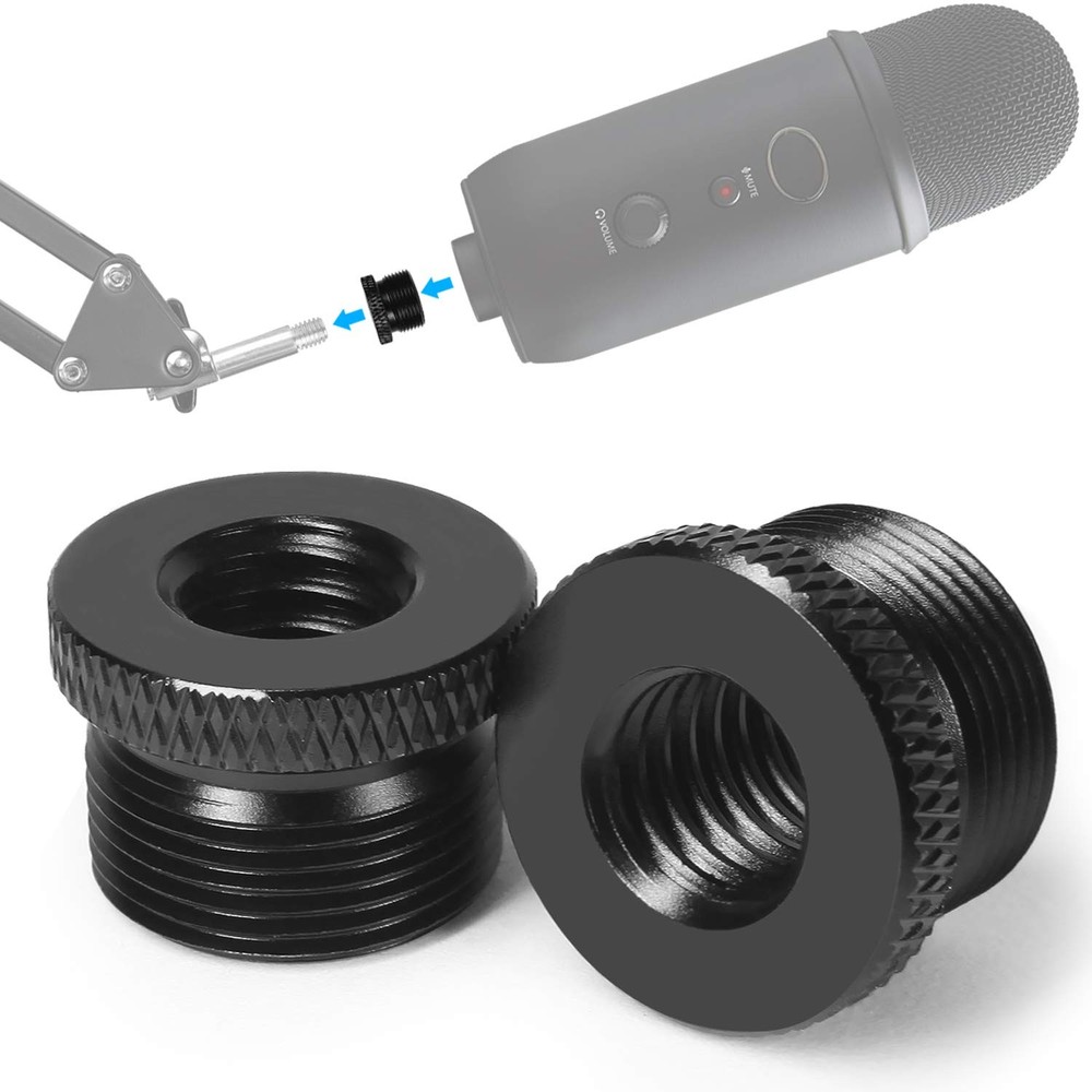 Frgyee 2 Pack Screw Thread Adapter, 5/8″ Male to 3/8″ Female Mic Screw for Bl…