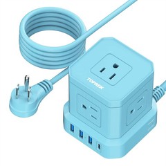 Power Strip with USB-C (3.0A), TOPREK Surge Protector (700J), TOPREK 10 FT Ex…